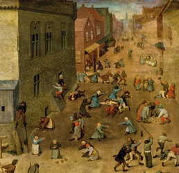 Kinderspiele: Detail der oberen rechten Ecke, 1560 (Detail)